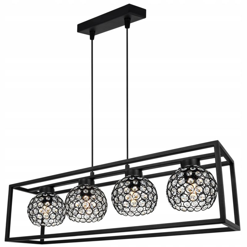 Lampa sufitowa wisząca Light Home LH Crystal Cage 4x E27 60W kryształki czarny 1szt.