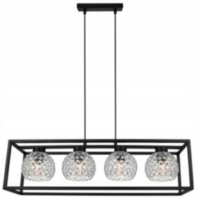 Lampa sufitowa wisząca Light Home LH Crystal Cage 4x E27 60W kryształki czarny/srebrny 1szt.