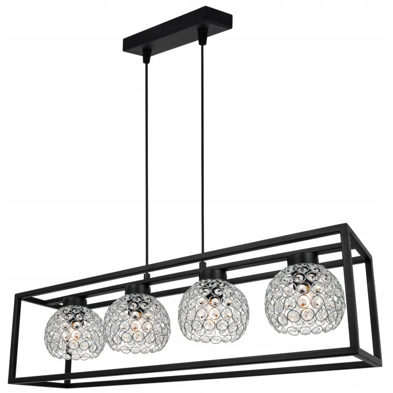 Lampa sufitowa wisząca Light Home LH Crystal Cage 4x E27 60W kryształki czarny/srebrny 1szt.