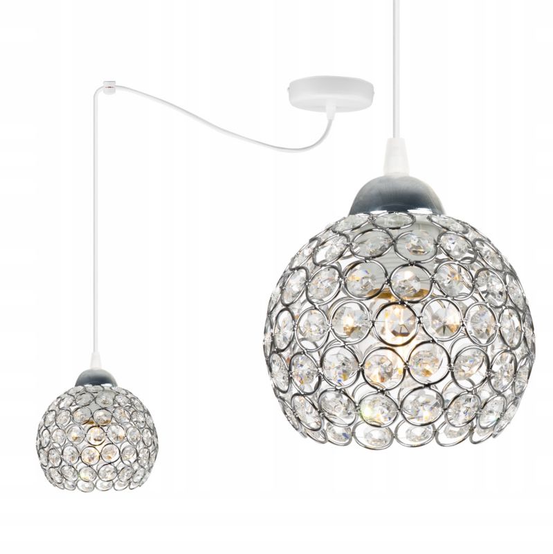 Lampa sufitowa wisząca Light Home LH Crystal Spider 1x E27 60W kryształki biały 1szt.