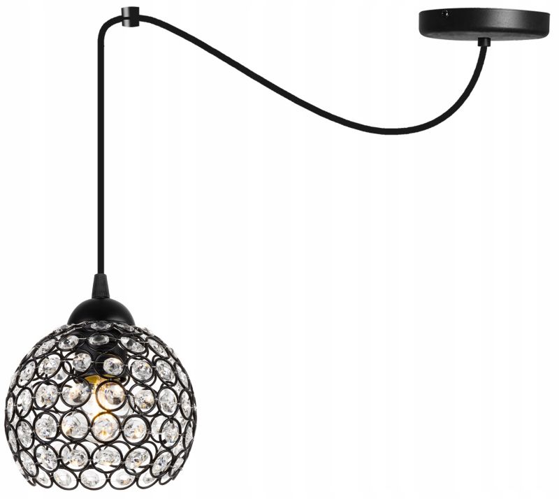 Lampa sufitowa wisząca Light Home LH Crystal Spider 1x E27 60W kryształki czarny 1szt.