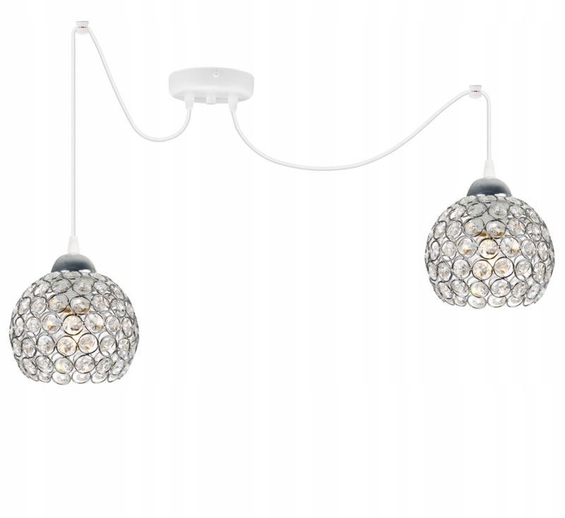 Lampa sufitowa wisząca Light Home LH Crystal Spider 2x E27 60W kryształki biały 1szt.