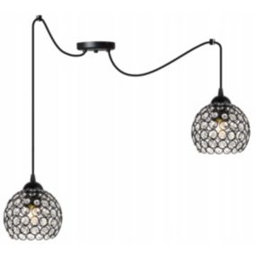Lampa sufitowa wisząca Light Home LH Crystal Spider 2x E27 60W kryształki czarny 1szt.