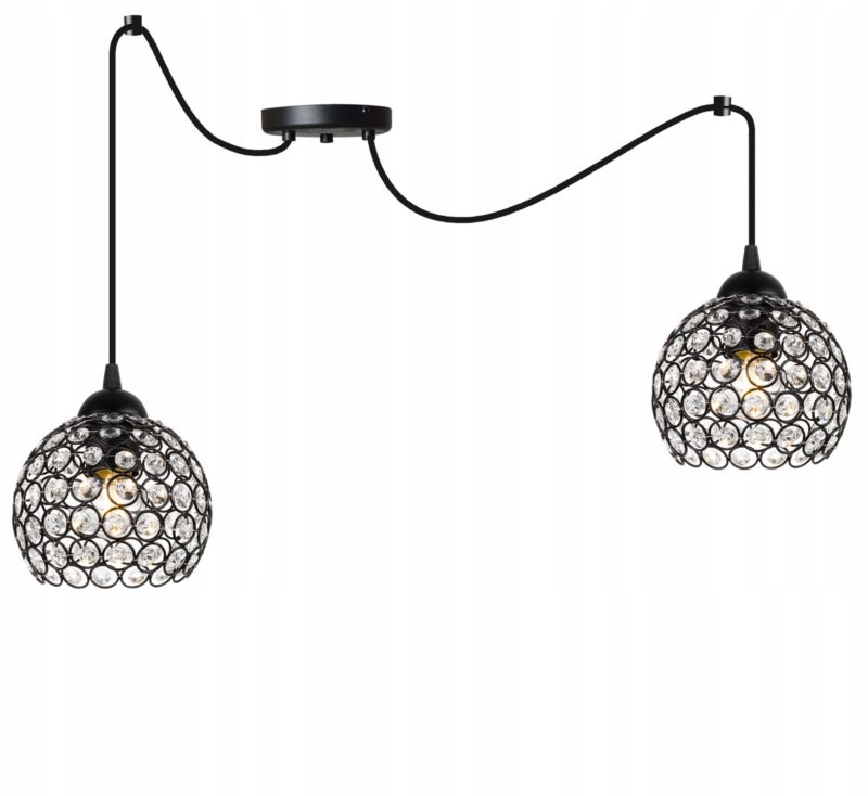 Lampa sufitowa wisząca Light Home LH Crystal Spider 2x E27 60W kryształki czarny 1szt.