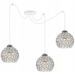 Lampa sufitowa wisząca Light Home LH Crystal Spider 3x E27 60W kryształki biały 1szt.