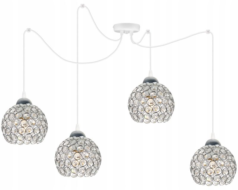 Lampa sufitowa wisząca Light Home LH Crystal Spider 4x E27 60W kryształki biały 1szt.