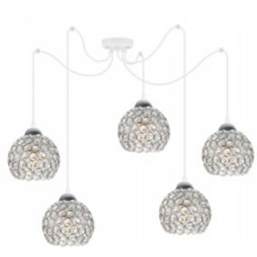 Lampa sufitowa wisząca Light Home LH Crystal Spider 5x E27 60W kryształki biały 1szt.