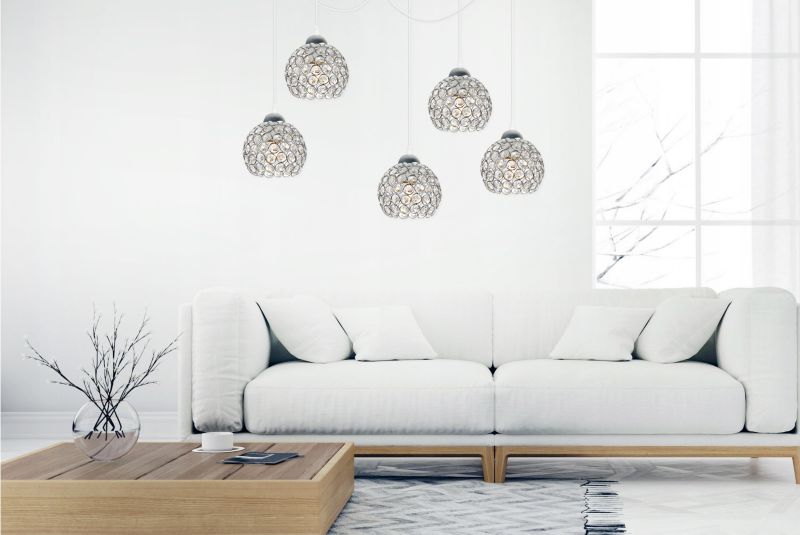 Lampa sufitowa wisząca Light Home LH Crystal Spider 5x E27 60W kryształki biały 1szt.