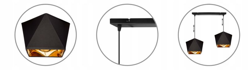 Lampa sufitowa wisząca Light Home LH Diamond 2x E27 60W czarny 1szt.