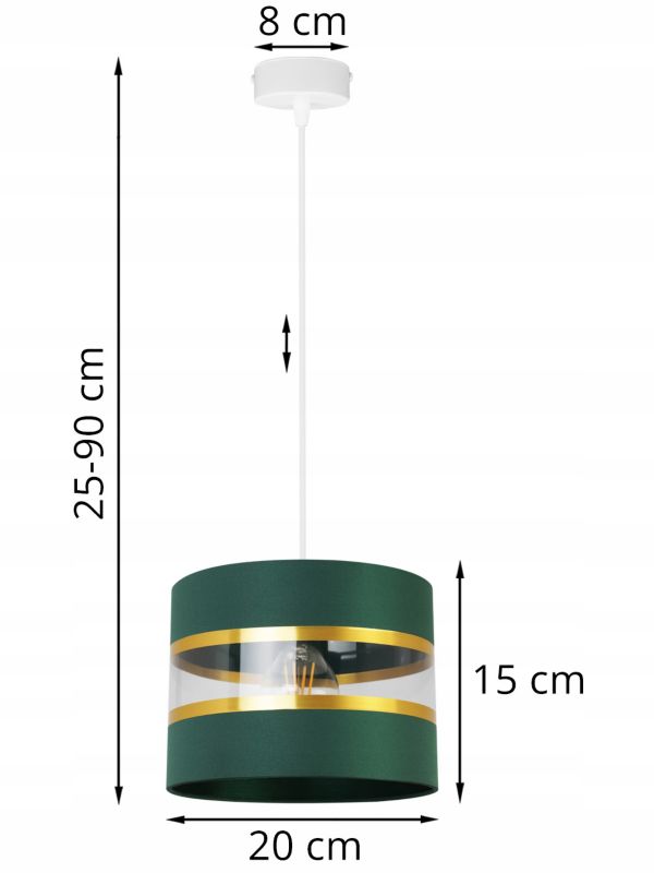 Lampa sufitowa wisząca Light Home LH Elegance Gold 1x E27 60W zielony/biały 1szt.