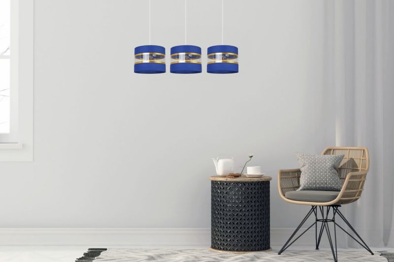 Lampa sufitowa wisząca Light Home LH Elegance Gold 3x E27 60W granatowy/biały 1szt.
