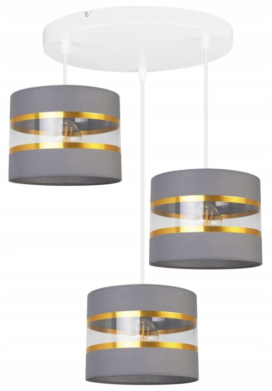 Lampa sufitowa wisząca Light Home LH Elegance Gold 3x E27 60W okrągły szary/biały 1szt.