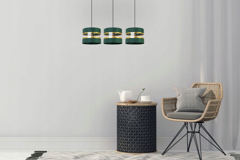 Lampa sufitowa wisząca Light Home LH Elegance Gold 3x E27 60W zielony/czarny 1szt.