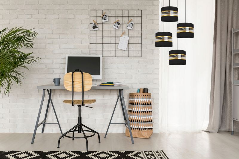 Lampa sufitowa wisząca Light Home LH Elegance Gold 4x E27 60W okrągły czarny 1szt.