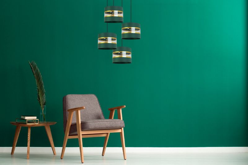 Lampa sufitowa wisząca Light Home LH Elegance Gold 4x E27 60W okrągły zielony/czarny 1szt.