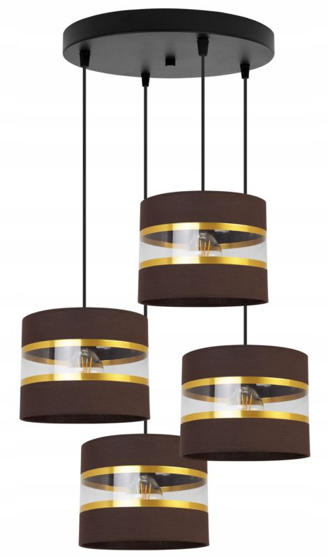 Lampa sufitowa wisząca Light Home LH Elegance Gold 4x E27 60W okragły brązowy/czarny 1szt.