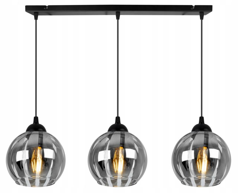 Lampa sufitowa wisząca Light Home LH Eliza 3x E27 60W czarny/szary 1szt.
