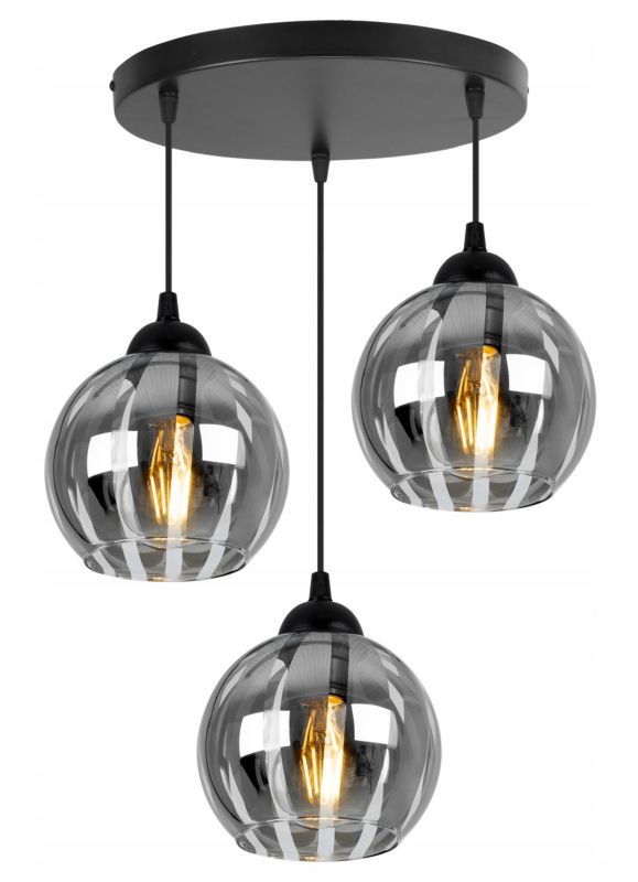 Lampa sufitowa wisząca Light Home LH Eliza okrągła 3x E27 60W czarny/szary 1szt.