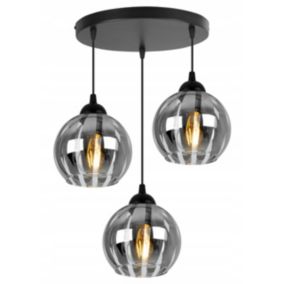 Lampa sufitowa wisząca Light Home LH Eliza okrągła 3x E27 60W czarny/szary 1szt.