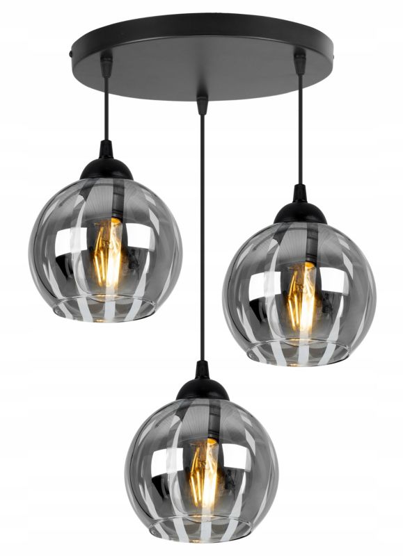 Lampa sufitowa wisząca Light Home LH Eliza okrągła 3x E27 60W czarny/szary 1szt.