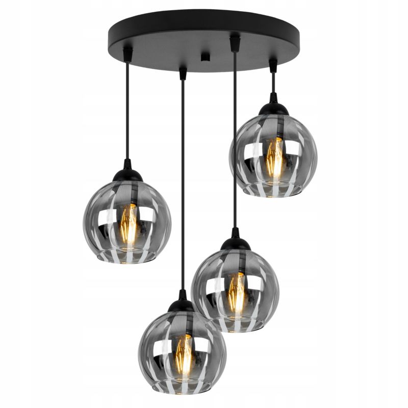Lampa sufitowa wisząca Light Home LH Eliza okrągła 4x E27 60W czarny/szary 1szt.