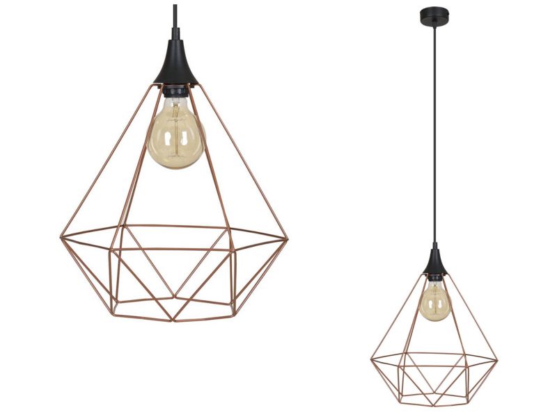 Lampa sufitowa wisząca Light Home LH Fusion 1x E27 60W długa czarny/miedziany 1szt.