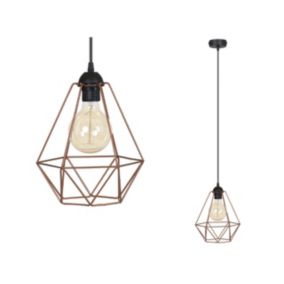 Lampa sufitowa wisząca Light Home LH Fusion 1x E27 60W klosz metal diament miedziany 1szt.