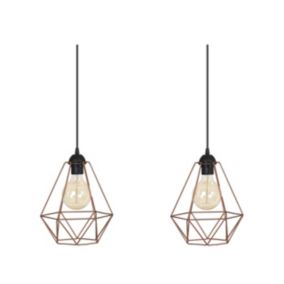 Lampa sufitowa wisząca Light Home LH Fusion 2x E27 60W klosz metal diament miedziany 1szt.