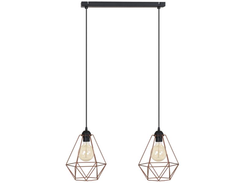 Lampa sufitowa wisząca Light Home LH Fusion 2x E27 60W klosz metal diament miedziany 1szt.