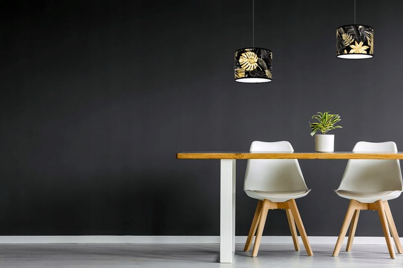 Lampa sufitowa wisząca Light Home LH Gold Flowers 1x E27 60W abażur kwiaty 20cm czarny/złoty 1szt.