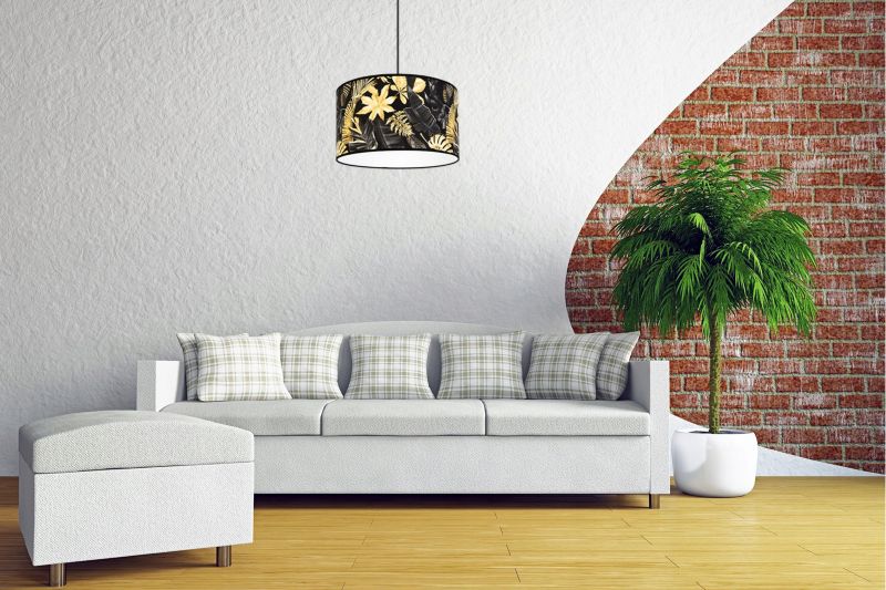 Lampa sufitowa wisząca Light Home LH Gold Flowers 1x E27 60W abażur kwiaty 35cm czarny/złoty 1szt.
