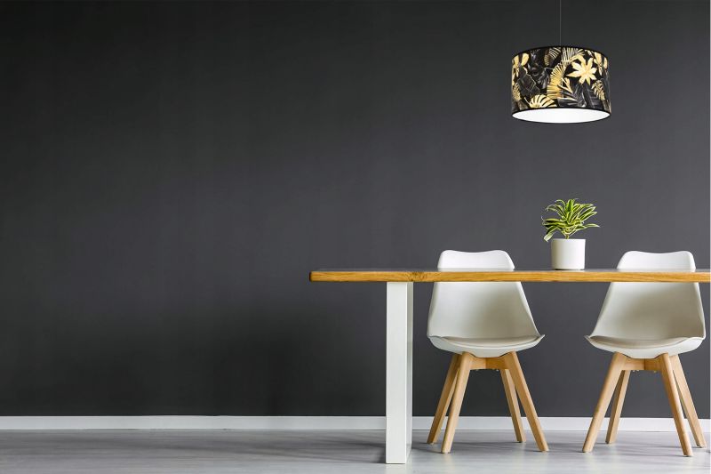 Lampa sufitowa wisząca Light Home LH Gold Flowers 1x E27 60W abażur kwiaty 35cm czarny/złoty 1szt.