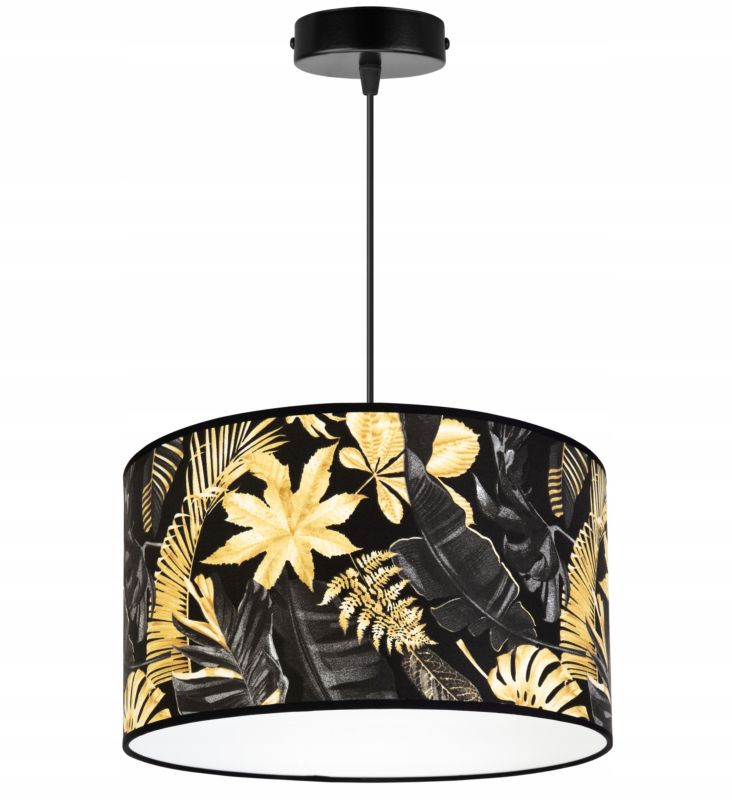 Lampa sufitowa wisząca Light Home LH Gold Flowers 1x E27 60W abażur kwiaty 35cm czarny/złoty 1szt.