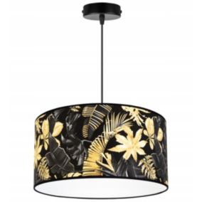 Lampa sufitowa wisząca Light Home LH Gold Flowers 1x E27 60W abażur kwiaty 40cm czarny/złoty 1szt.