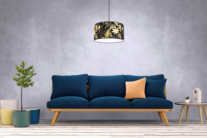 Lampa sufitowa wisząca Light Home LH Gold Flowers 1x E27 60W abażur kwiaty 40cm czarny/złoty 1szt.