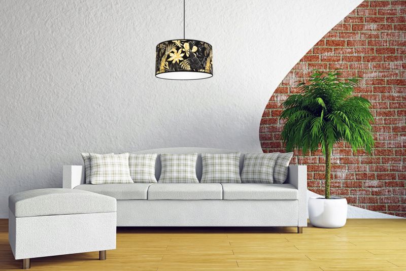 Lampa sufitowa wisząca Light Home LH Gold Flowers 1x E27 60W abażur kwiaty 40cm czarny/złoty 1szt.
