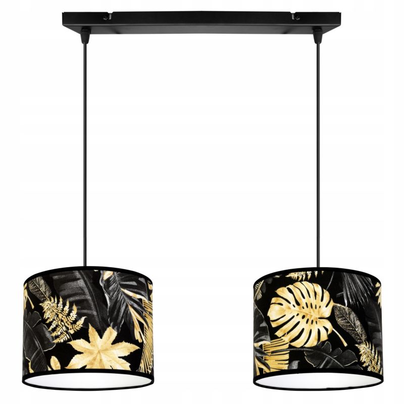 Lampa sufitowa wisząca Light Home LH Gold Flowers 2x E27 60W abażur kwiaty 20cm czarny/złoty 1szt.