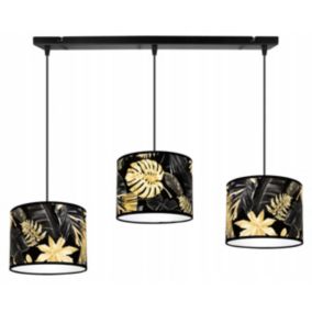 Lampa sufitowa wisząca Light Home LH Gold Flowers 3x E27 60W abażur kwiaty 20cm czarny/złoty 1szt.
