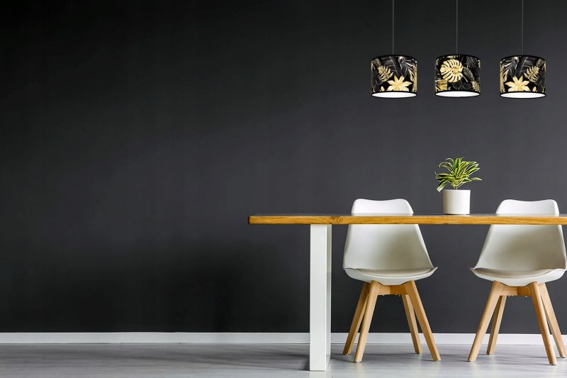 Lampa sufitowa wisząca Light Home LH Gold Flowers 3x E27 60W abażur kwiaty 20cm czarny/złoty 1szt.
