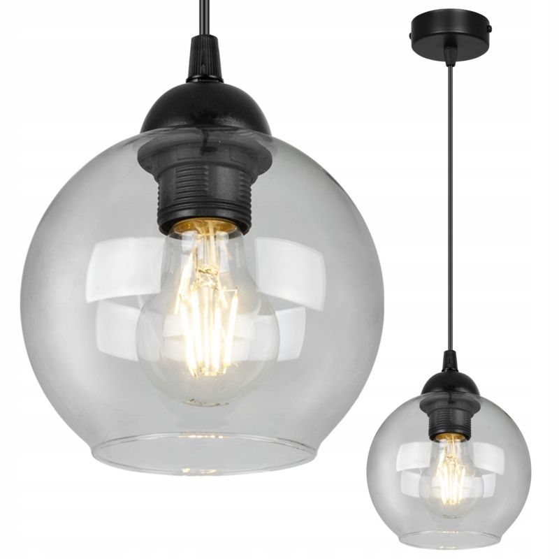 Lampa sufitowa wisząca Light Home LH Haga 1x E27 60W czarny/bezbarwny 1szt.