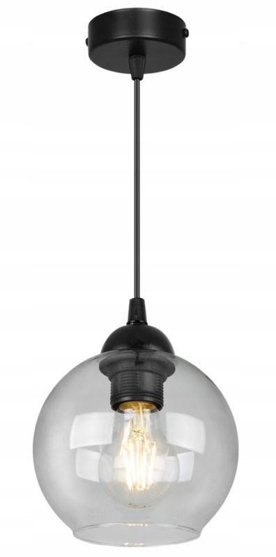 Lampa sufitowa wisząca Light Home LH Haga 1x E27 60W czarny/bezbarwny 1szt.
