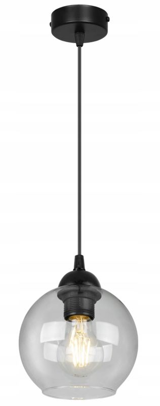 Lampa sufitowa wisząca Light Home LH Haga 1x E27 60W czarny/bezbarwny 1szt.