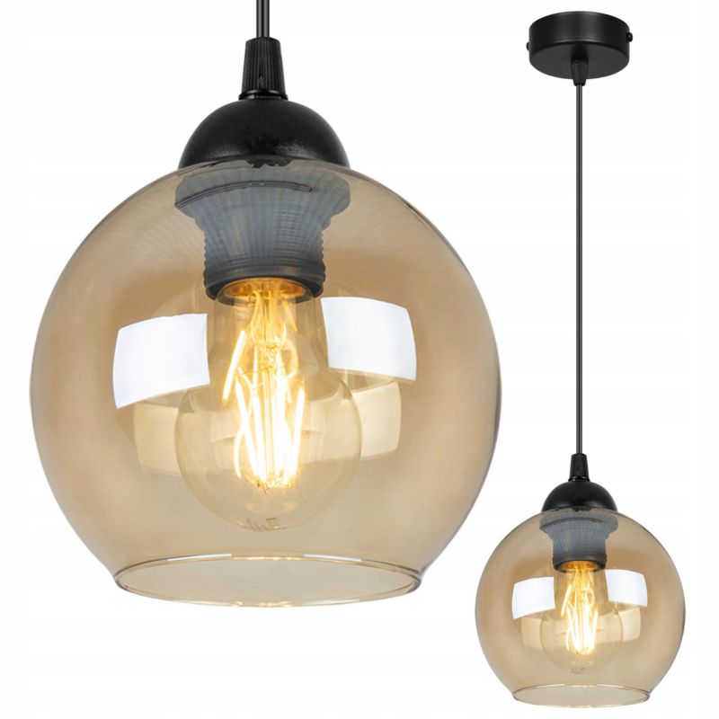 Lampa sufitowa wisząca Light Home LH Haga 1x E27 60W czarny/miodowy 1szt.