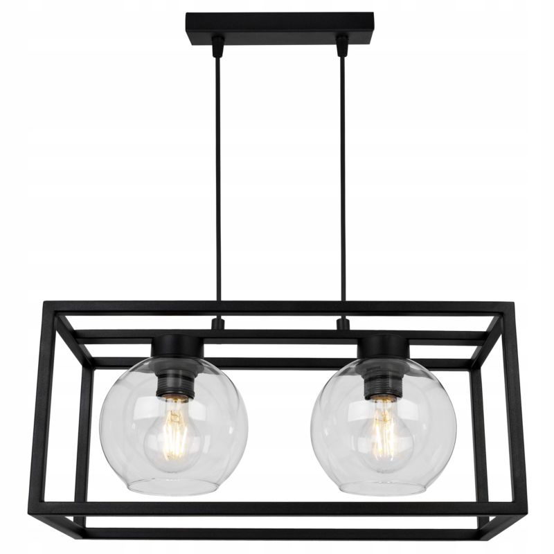 Lampa sufitowa wisząca Light Home LH Haga Cage 2x E27 60W szkło bezbarwny 1szt.