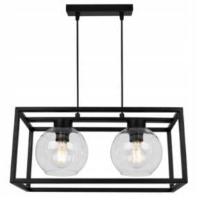 Lampa sufitowa wisząca Light Home LH Haga Cage 2x E27 60W szkło bezbarwny 1szt.