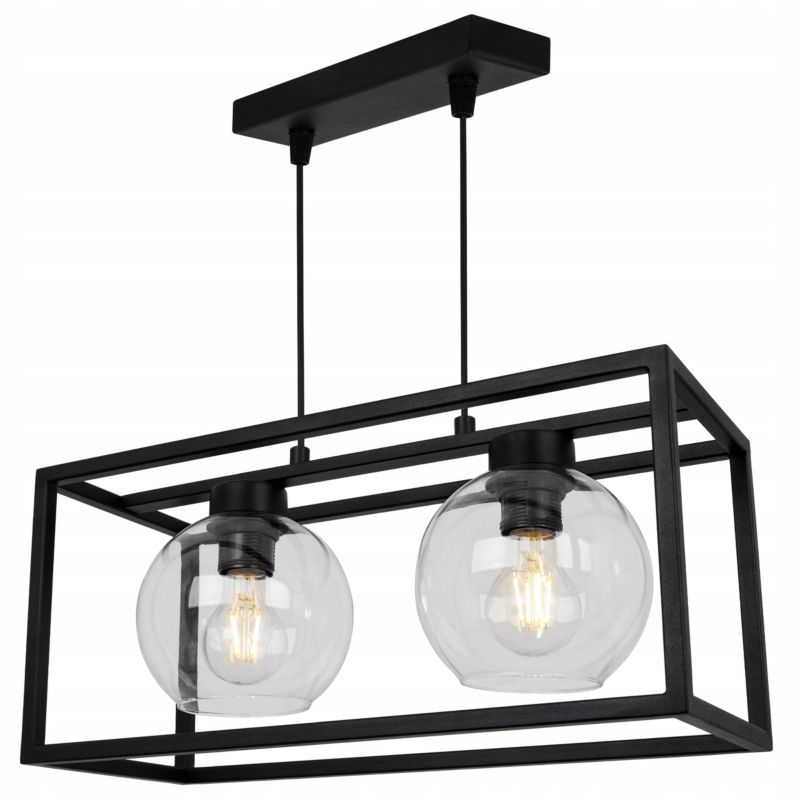 Lampa sufitowa wisząca Light Home LH Haga Cage 2x E27 60W szkło bezbarwny 1szt.