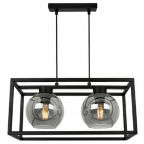 Lampa sufitowa wisząca Light Home LH Haga Cage 2x E27 60W szkło grafit 1szt.