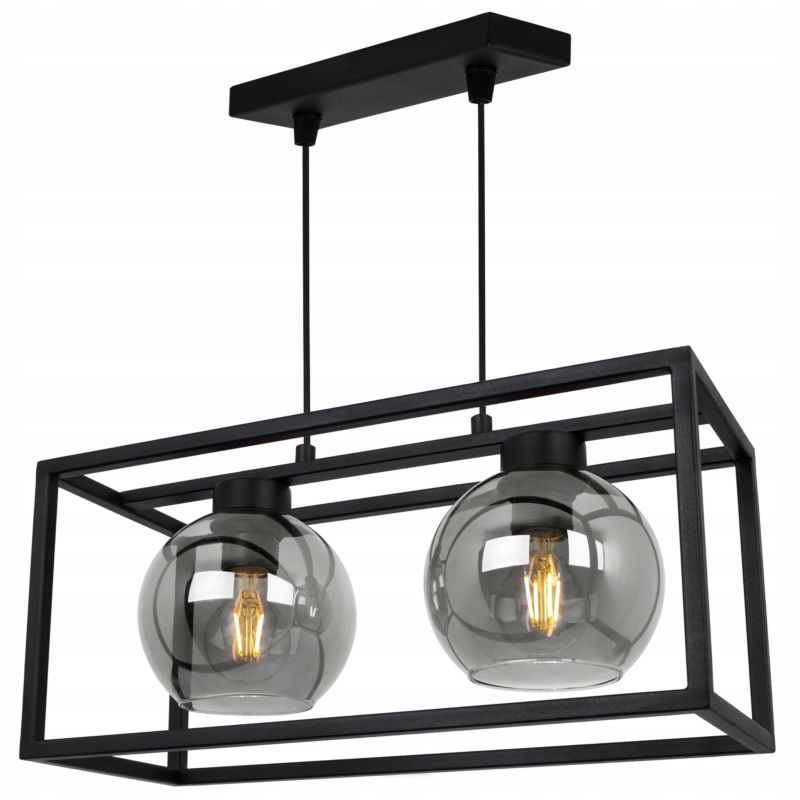 Lampa sufitowa wisząca Light Home LH Haga Cage 2x E27 60W szkło grafit 1szt.
