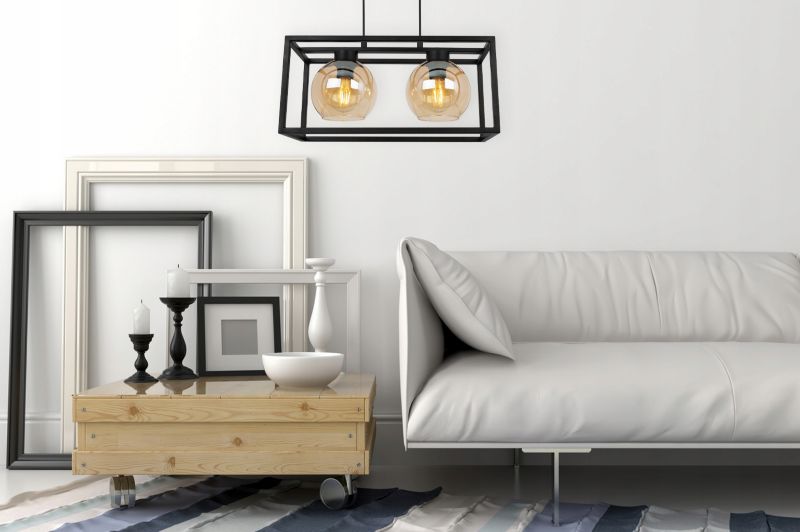 Lampa sufitowa wisząca Light Home LH Haga Cage 2x E27 60W szkło miodowy 1szt.