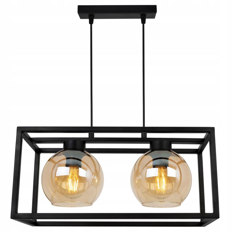 Lampa sufitowa wisząca Light Home LH Haga Cage 2x E27 60W szkło miodowy 1szt.